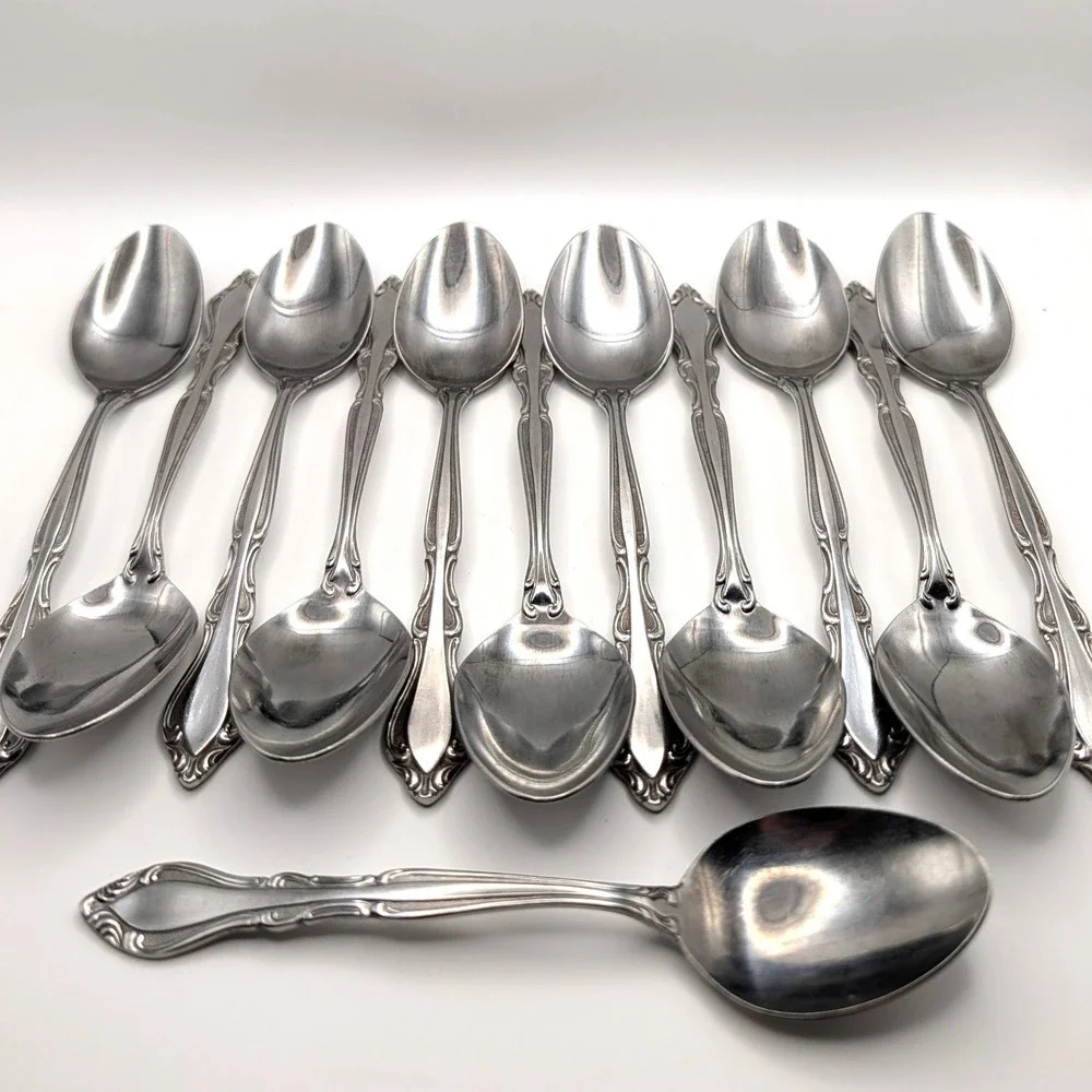 Stanley Roberts Stainless Auberge Tablespoons Scroll Pattern Set of 11 Japan
